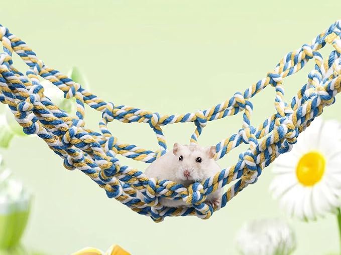 Colorful Bird Rope Net, Pet Hanging Hammock, Ladder Bridge, Small Animal Toy, Cage Decor Accessories for Rat Hamster Bird Ferret