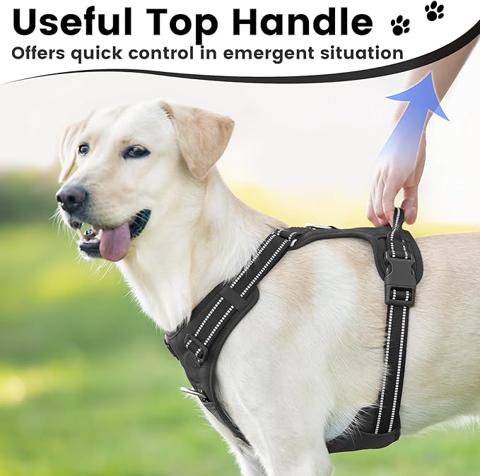 No Pull Dog Harness, Reflective Puppy Vest for Small Medium Large Sized Dog(Black,S)
