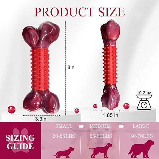Apasiri Tough Dog Toys for Aggressive Chewers Large Breed, 2-Pack Dogs Chew Toys for Large Medium Dogs, Nylon and Rubber Dog-Bones for Teething Chew, Beef Flavor, for Doggo 20-75 lbs