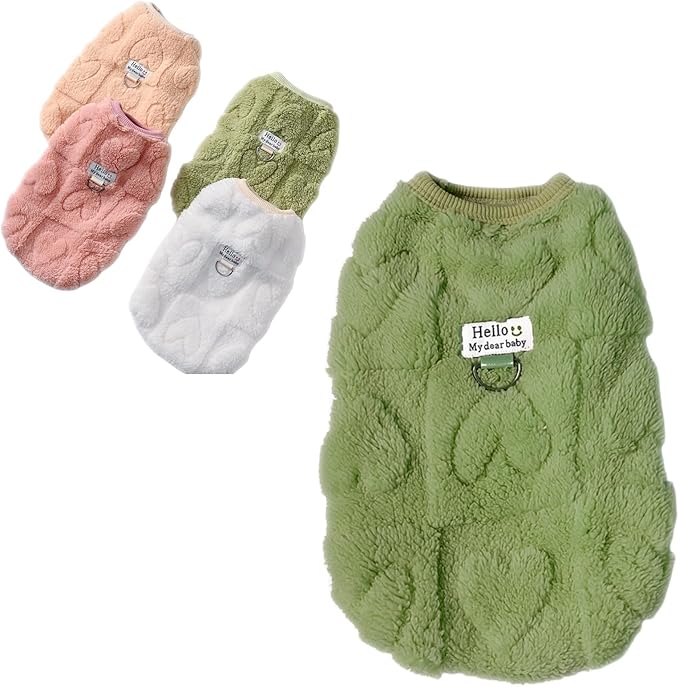 Warm Cat Apparel Cute Fluffy Cat Sweatshirt Cartoon Kitten Winter Coat Pullover Soft Skin-Friendly Knitwear (X-Large, Green)