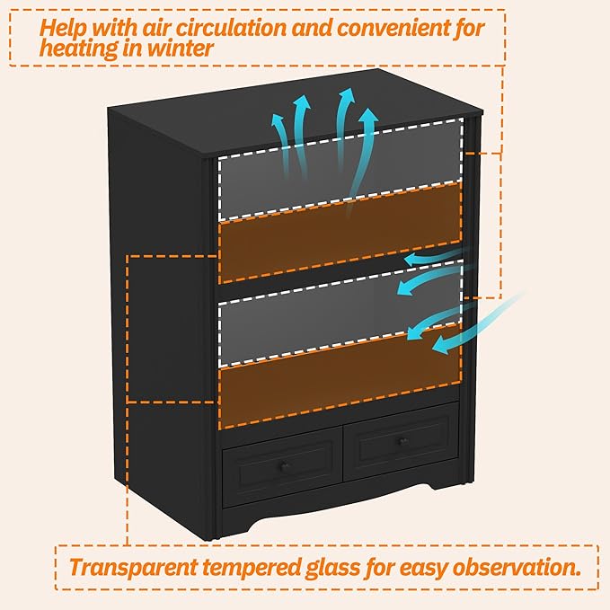 Guinea Pig Cages, Small Animal Hamster Critter Nation Cage and Habitats, Small Animal Observation Box, Guinea Pig Cabinet with 2 Layers, 2 Large Drawers, Black