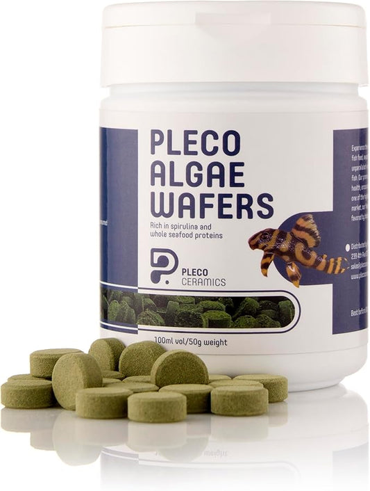 Plecoceramics Algae Wafers Universal Fish Food for Aquarium Fish, Turtles, Goldfish, Catfish - Spirulina Protein Wafers for Bottom Feeders (50 gr)