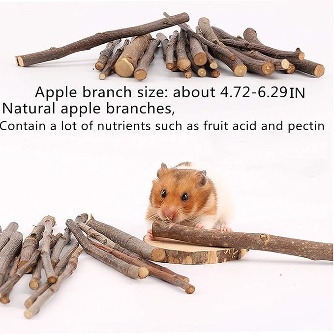 Hamster Chew Toys，24PCS Combined Chew Toys Molar Sticks Sweet Bamboo Apple Branch Molar Toy for Rabbits Pets Chinchilla Squirrel Gerbil Hamster Squirrel Guinea
