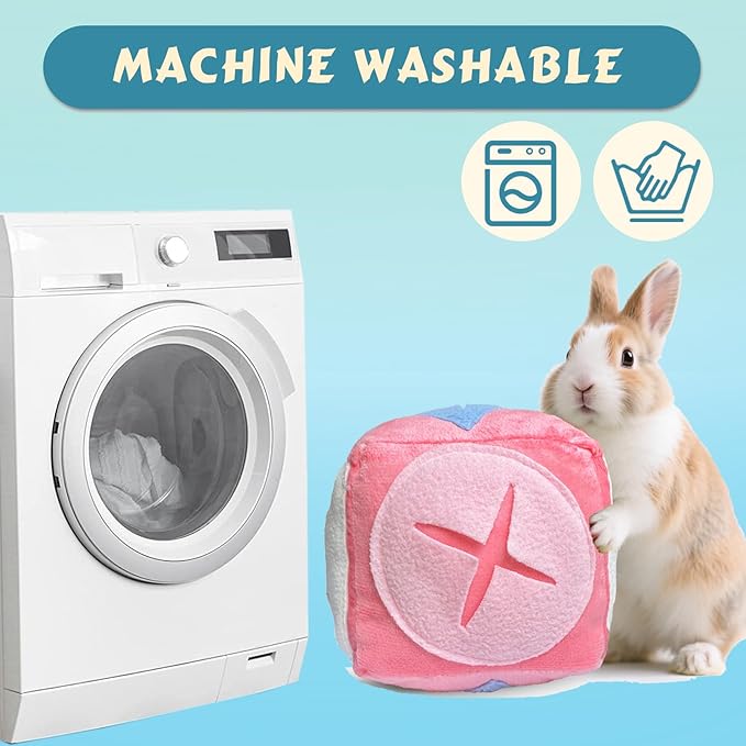Large Rabbit Foraging Toy with Bell, Washable Snuffle Ball for Rabbits Toys Interactive Puzzle Bunny Toy Treat Dispenser Encourage Natural Foraging Skills Slow Feeder for Small Animals - Pink
