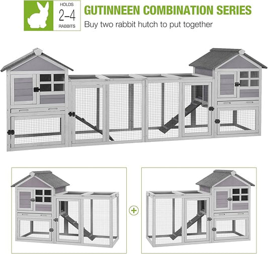 GUTINNEEN 51.6" L Chicken coop Outdoor Rabbit Hutch Indoor Bunny Cage Expandable Duck House(Grey)