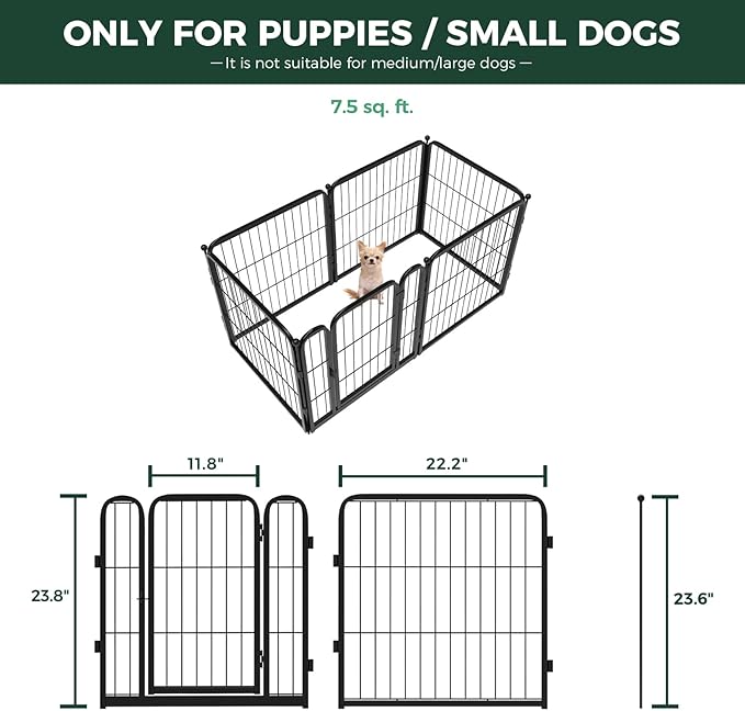 FXW Homeplus Unleashed Indoor Dog Playpen - Stress-Free and Safe Play, Heavy Duty 24 Inch 6 Panels Dog Pen for Puppy and Small Dogs, Black│Patented