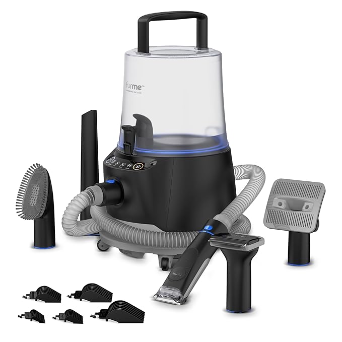 ULTRA Pet Grooming Vacuum Kit - Cat & Dog Grooming Kit For Easy Pet Care at Home, Quiet & Safe Dog Hair Remover Machine with Brush, Clipper, Shedding & Cleaner Tools & 4.5L Canister