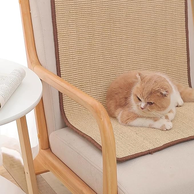 Large Cat Scratch Mat [32 X 20 Inch] Natural Sisal Cat Scratching Mats for Indoor Cats, Durable Cat Scratcher Rug Sisal Pad for Cats Bed, Floor, Couch, Carpets