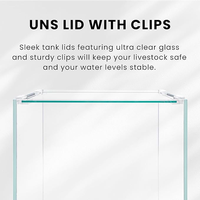 Ultum Nature Sytems Tank Lids for Rimless Tanks - Ultra Clear Rimless Aquarium Lid, Fish Tank Lid Cover for Glass Aquarium, Frameless Aquarium Lid, Cover for Tank - 45U, 45S, 45T (Lid + Clips)