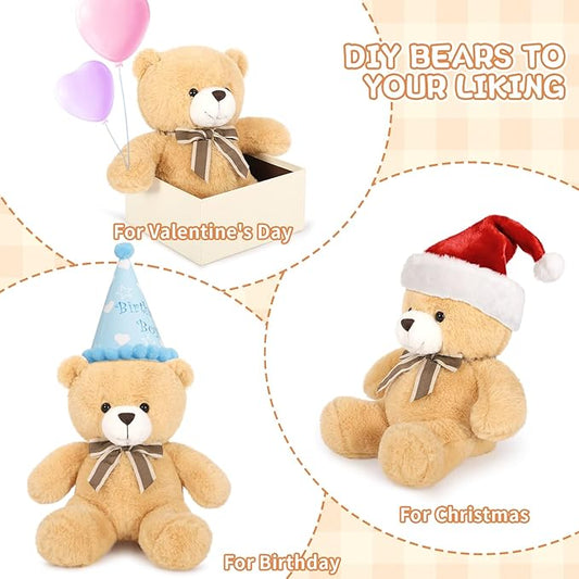Tezituor Teddy Bears Stuffed Animal 7 Packs in Bulk, Small Teddy Bear Bulk 12" for Baby Shower Decorations, Stuffed Bear Plush Toy for Wedding Birthday Christmas Party Decorations