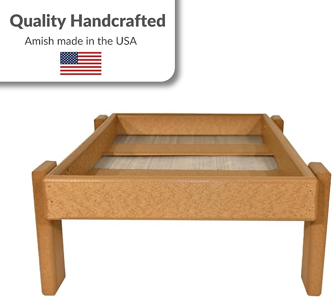 Amish American Made Platform Bird Feeder, Free Standing Ground Bird Feeders for Outdoors, Feeder for Wild Birds, Chicken, Squirrel, Gift for Birdwatchers (Cedar with Reinforcement)