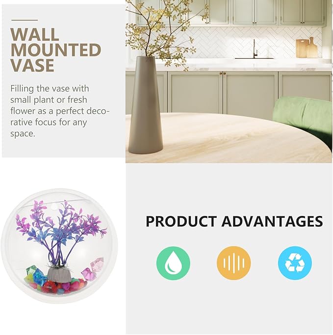 POPETPOP Wall Mounted Fish Bowl : Acrylic Hanging Fish Tanks Transparent Aquarium Wall Plant Pot for Home Decor, 5.89X5.89X2.75in