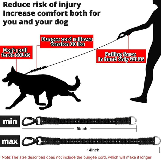 Rope Dog Leash 4 FT: Heavy Duty Leashes with Swivel Lockable Hook Reflective Threads Bungee and Padded Handle - Dog Lead for Large Small Medium Dogs Outside Walking Hiking Blue