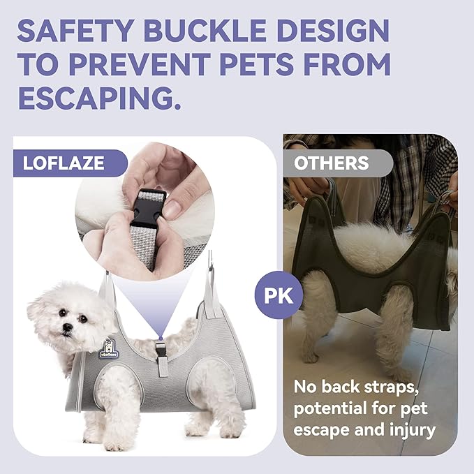 Dog Grooming Hammock Harness for Dogs & Cats with Pet Nail Clipper Trimmer - Cat Hanger Sling for Trimming Clipping Nails- Dog Hammock Restraint Bag for Small Medium Large pet （ Purple S）