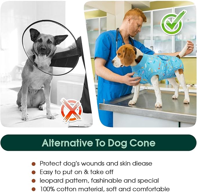 Kuoser Dog Surgery Suit, Dog Surgery Suit Male Neuter, Comfy Doggie Recovery Suit Doggie Onesie, Post-Op Onesie for Female & Male Dogs, Soft Protective Wear, BlueRibbon XL