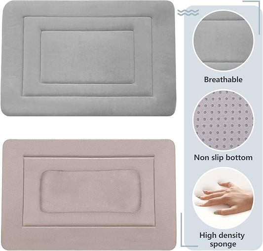 JoicyCo Dog Bed Soft Dog Crate Bed Pad Mat, 42 in Non Slip Bottom Washable Beds for Large Dogs, Pet Bed Mattress Kennel Pad, Clay Gray