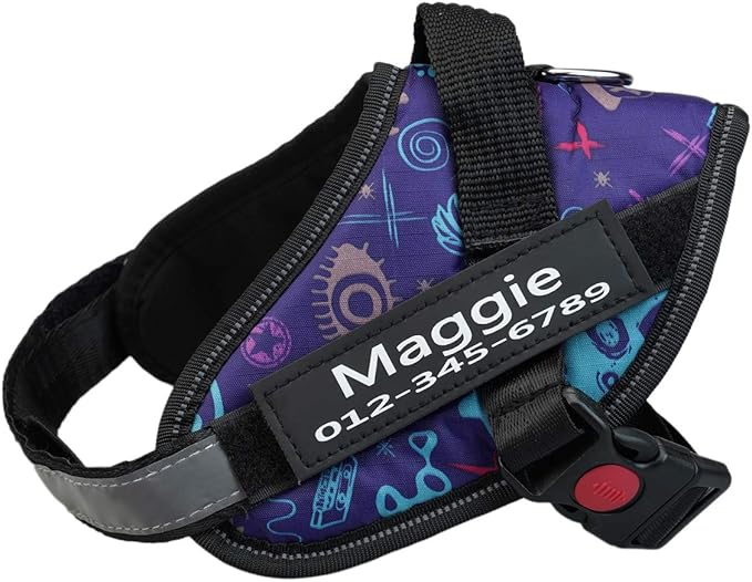 HOTGOL Custom No Pull Dog Harness with Personalize Name and Phone Number Tag,Reflective Breathable Adjustable Pet Vest for Small to Large Dogs