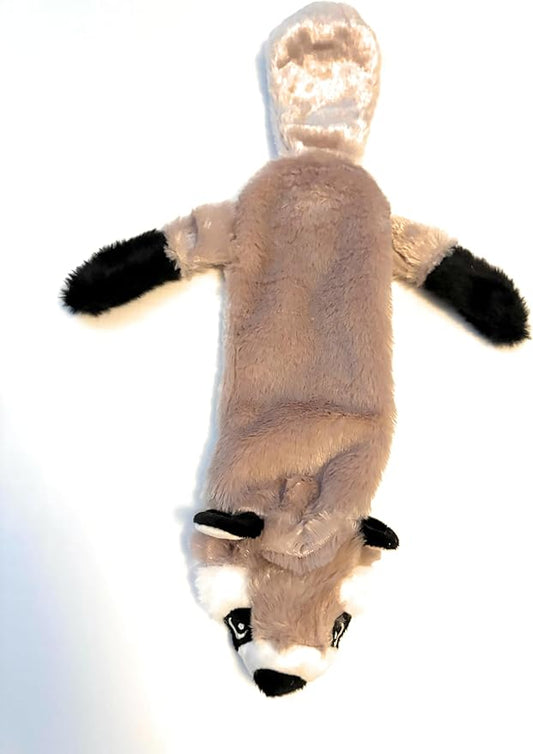 Stuffless Dog Toy, Soft Plush Raccoon