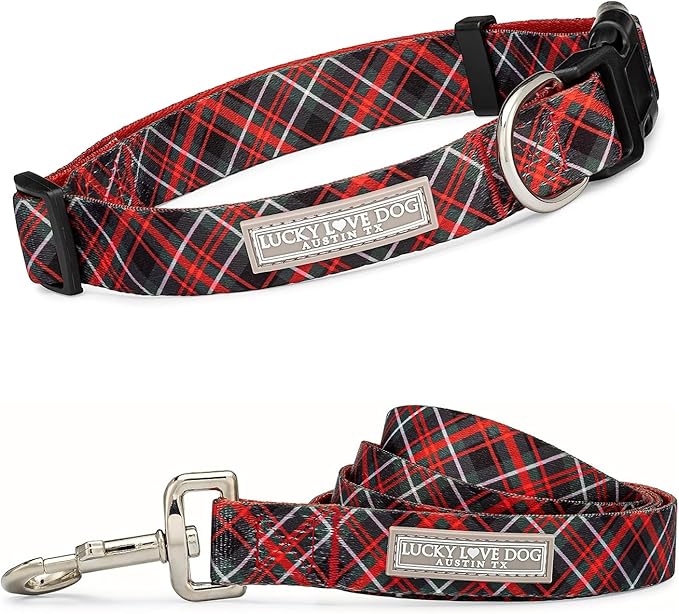 Lucky Love Dog - Easy Click Buckle Dog Collar with Leash Set Combo, Durable & Comfortable for Male & Female Dogs, Pet Collar for Small to Large Dogs, Secure Fit - Heywood Combo, Extra Small