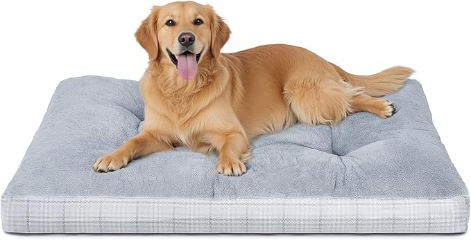 MIHIKK Washable XXL Dog Bed for Extra Large Dogs with Anti-Slip Bottom, Premium Foam Pet Pad for Crate for Large Medium Small Sized Puppies, 47" x 29" Gray