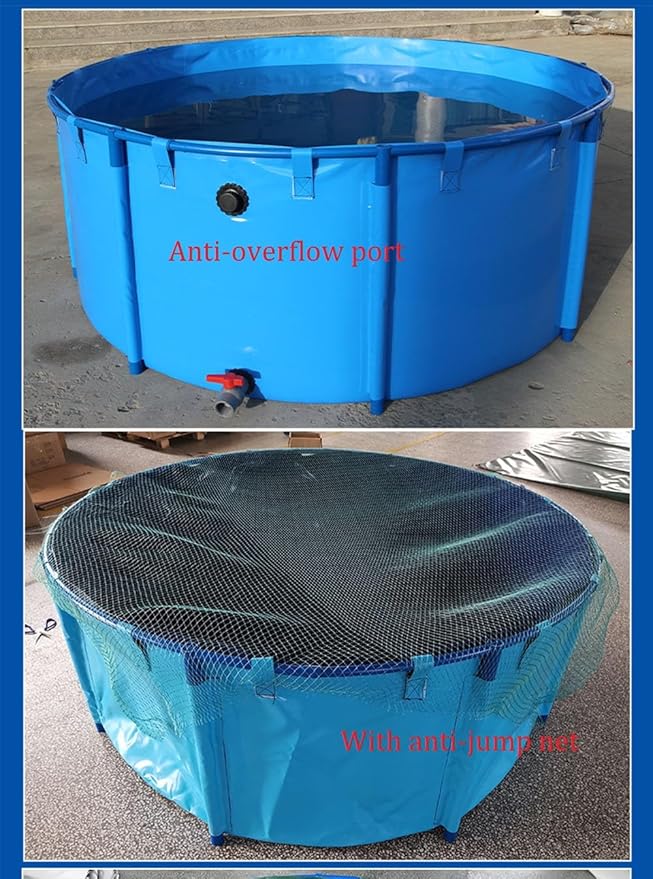 WANLIAN Pool Above Ground Canvas Fish Pond Circular Thickening Pool Large Collapsible Outdoors Tarpaulin for Koi Culture Agricultural Irrigation Water Storage Tank,Easy to Install(Belt Frame)(3 * 1)