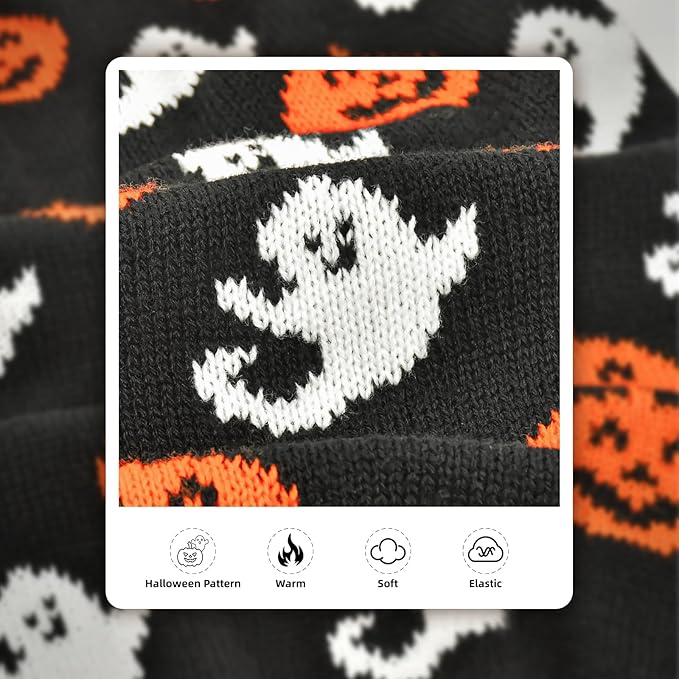 Vehomy Dog Halloween Sweater Pet Pumpkin Ghost Costume Cat Pumpkin Turtleneck Knitwear Shirt Pullover Dog Puppy Halloween Sweaters Clothes Outfits for Cats Small Medium Large Dogs M