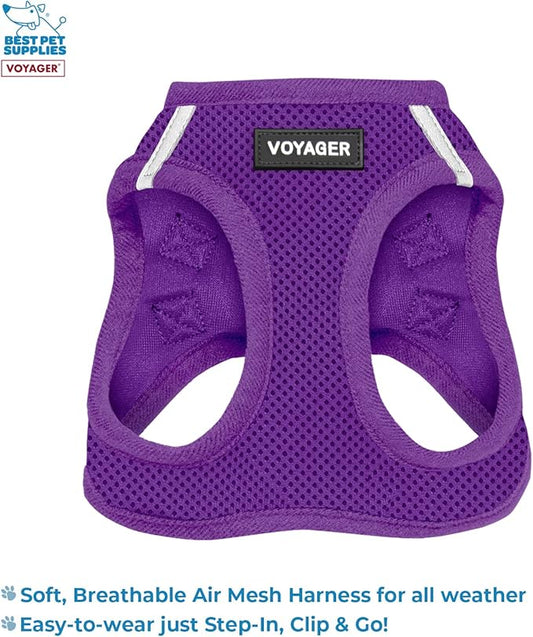 Voyager Step-in Air All Weather Mesh Harness and Reflective Dog 5 ft Leash Combo with Neoprene Handle, for Small, Medium and Large Breed Puppies by Best Pet Supplies - Leash Harness (Purple), L
