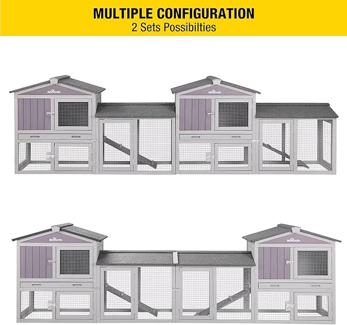 Aivituvin Chicken Coop Outdoor Rabbit Hutch Expandable Indoor Cage for Bunny, Small Chicken, Quail, Duck 57" L