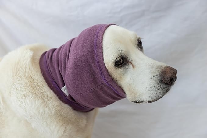 Dog Anxiety Ear Cover, Dedication Ear Wrap Dogs Anxiety Relief – Noise Canceling for Fireworks, Thunderstorms, Pet Grooming & Force Drying(Pail Lilac L)