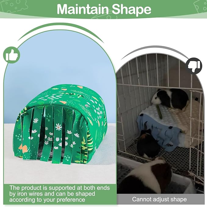 Guinea Pig Hideout Washable Guinea Pigs Tunnel with Curtains Hamster Hideout Cozy Guinea Piggy House Fit for Guinea Pig Cages Soft Guinea Pigs Accessories for Small Animals Hamster/Chinchilla/Bunny