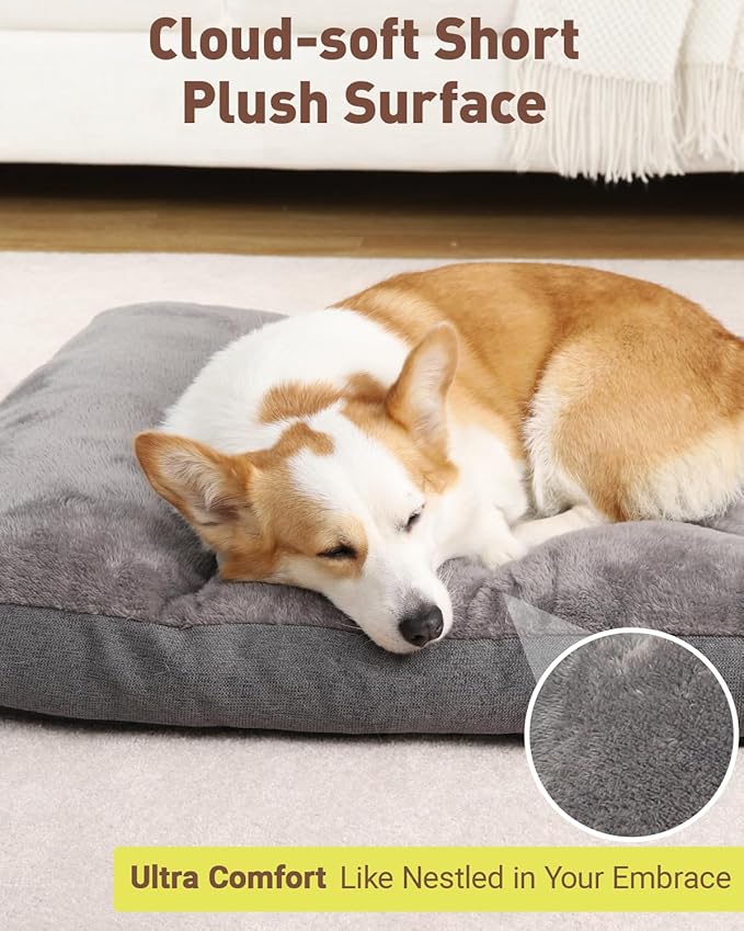 Dog Bed for Crate for Medium Size Dog, Machine Washable Bed Plush Pet Kennel Pad with Non-Slip Bottom, Pet Sleeping Mat, 29x18 Inch, Dark Gray