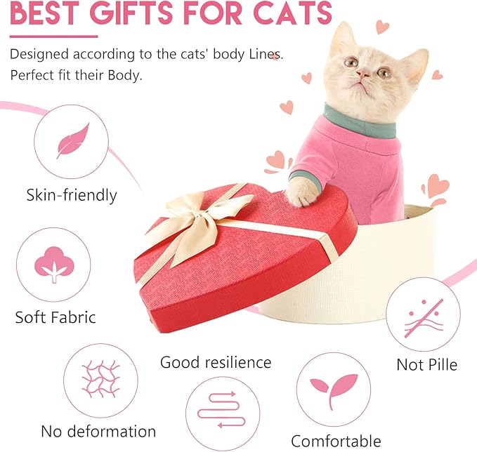 Sticky Cat Clothes Stretchy, Sphynx Hairless Sweater & Pajamas for Cats only, Soft Cat Onesie for Cats After Surgery Female Male & Hair Loss Prevention, Pink S