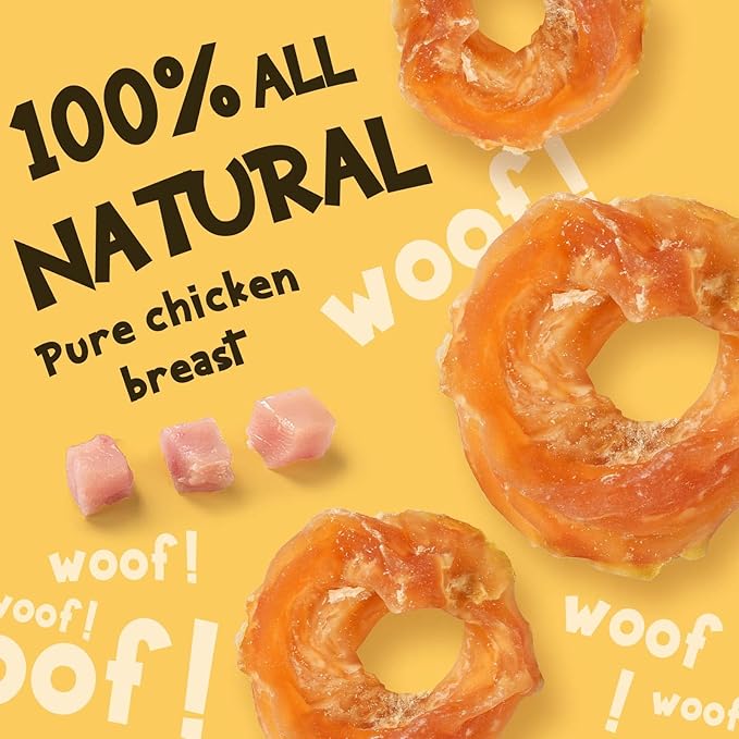 ASMPET Dog Treats Chews, Chicken Rings, Soft Chewy Snacks for Training Rewards 10.6 oz