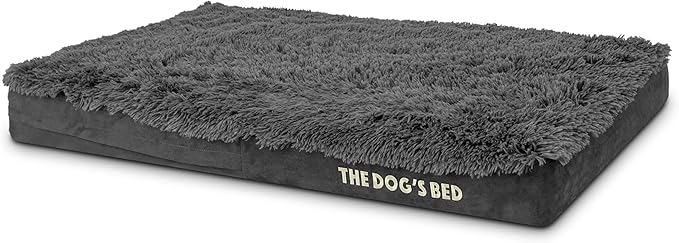 The Dog’s Bed Orthopedic Memory Foam Dog Bed, Large Grey Fur 40x25, Pain Relief for Arthritis, Hip & Elbow Dysplasia, Post Surgery, Lameness, Supportive, Calming, Waterproof Cover