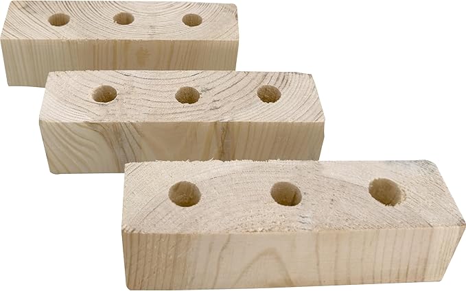 3000 Block Type 1 Natural Drilled Rectangle Kiln-Dried Spruce Pine Fir 3-Hole Chewable DIY Block Handcrafted for Medium Size Birds