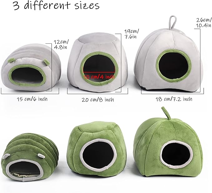 HLMOptimo Guinea Pig Hideout Bed Rabbit House Cave Accessories Cozy Hide-Out for Bunny Hedgehog Ferret Chinchilla&Other Small Animals (Grey, Caterpillar)