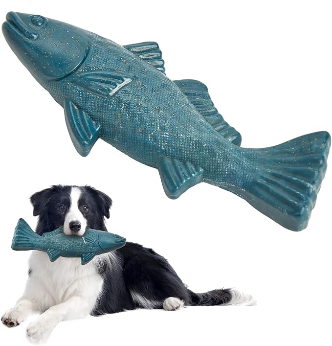 Tough Dog Toys for Aggressive Chewers, 1 Pack Indestructible Chew Toys, Bacon Flavored Nylon Dog Toys for Large Medium Small Breed, Colored Perch