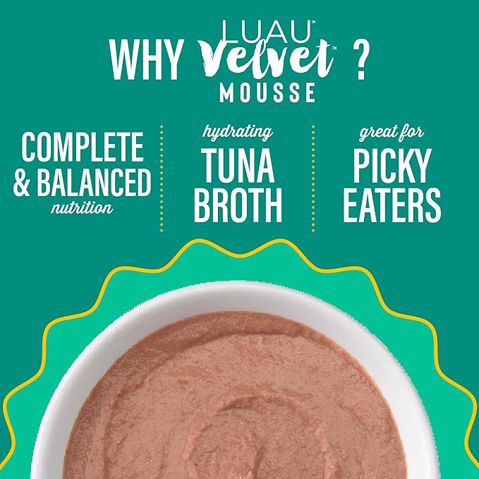 Tiki Pets Tiki Cat Velvet Mousse Grain-Free Wet Food with a Silky-Smooth Texture for Adult Cats & Kittens, 2.8oz, 12pk, Tuna & Chicken, 48005