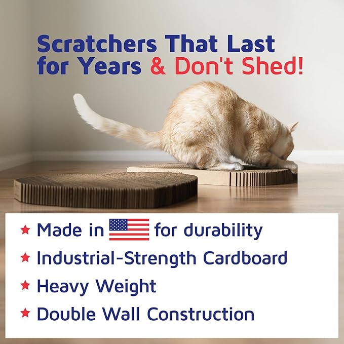 Cat Scratcher by Americat – Made in USA Cardboard Scratching Pad & Lounger – X Large, 2-Sided, Heavy, No-Shedding, Long-Lasting (Rectangle)