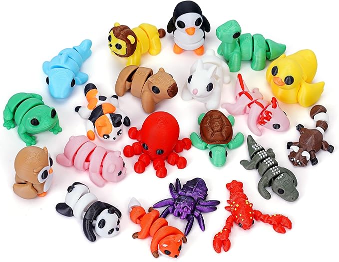 20PCS Mini Animals Set, 3D Printed Little Animals Articulated Flexible Fidget Toy, Mini Animal Figurines Toy, 3D Printed Cute Animal Toys Home, Office, Executive Desk for Christmas Decoration