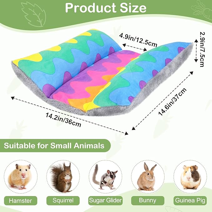 Rabbit Bed 15"X14"Thickened and Soft Bunny Bed Washable Cuddle Cushion Plush Mat Double-Sided Plush Small Pet Flop Mat Cotton Pillow for Rabbit