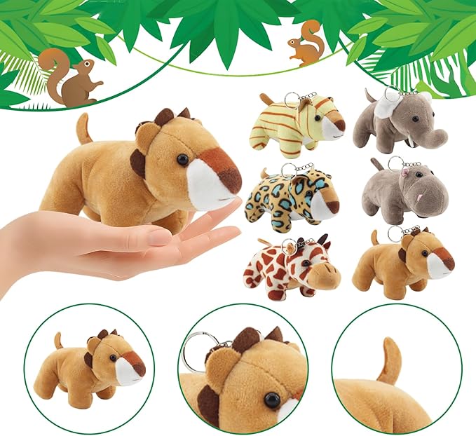 38 Pcs Mini Safari Plush Animals Set Forest Stuffed Toys Adopt a Pet Party Favors Jungle Party Favors Includes 12pc Dolls,2pc Box,12pc Cards,1pc Basket,1pc Blackboard