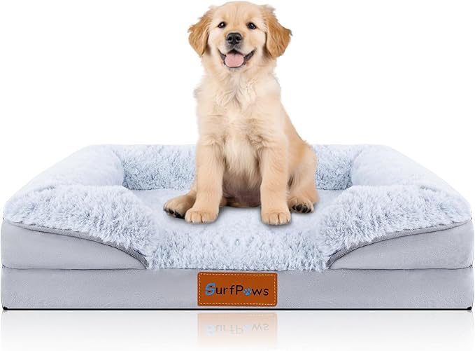 Orthopedic Dog Bed with Memory Foam - Luxurious Plush Surface, Removable & Washable Cover, Non-Slip Bottom, Dog Sizes (X-Large)