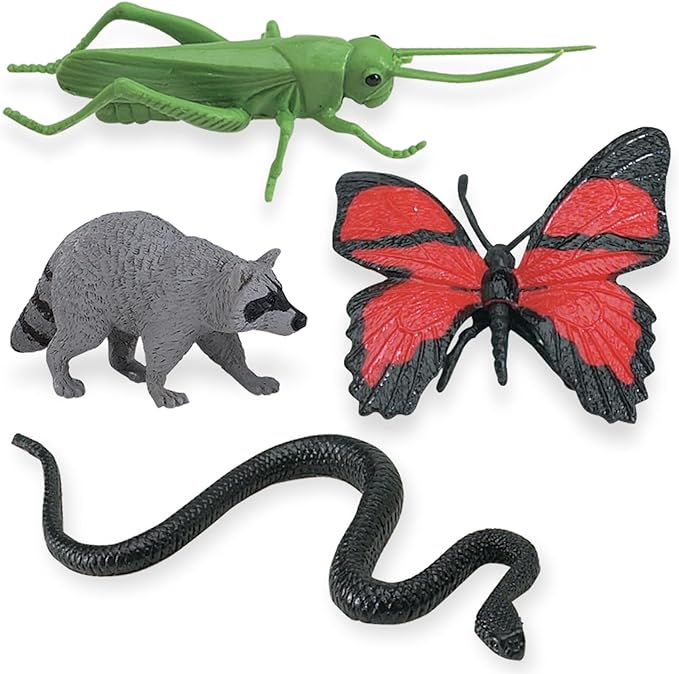 Safari Ltd In The Woods TOOB - Figurines: Elk, Otter, Monarch Butterfly, Black Bear, Snake, Eagle, Beaver, Doe, Grasshopper, Frog, Raccoon, Bison - Educational Toys for Boys, Girls & Kids Ages 3+