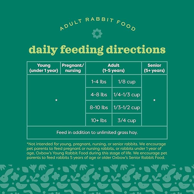 Oxbow Essentials Rabbit Food, Adult, Made with Oxbow Timothy Hay for Rabbit, Pet Pellets with Vitamins & Minerals, Small Animal Pet Products, Bunny Food, Made in USA, High Fiber, 10 lb. bag