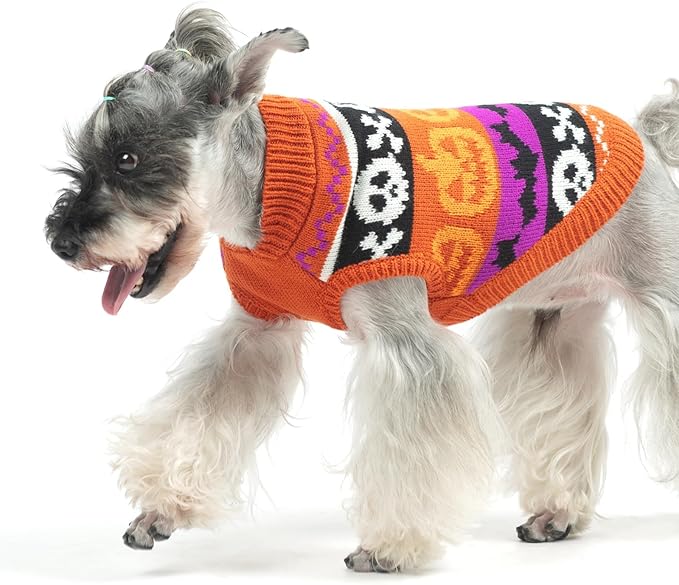 KOOLTAIL Halloween Dog Sweater Costume Fall Winter Clothes - Soft Pumpkin Knitwear Dog Cold Weather Coat, Pet Sweatshirt Pullover Outfit for Small Medium Large Dogs Puppy Cats Girls Boys Orange M