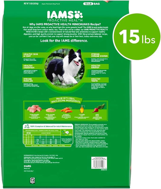 IAMS Proactive Health Minichunks Adult Dry Dog Food with Real Chicken, 15 lb. Bag