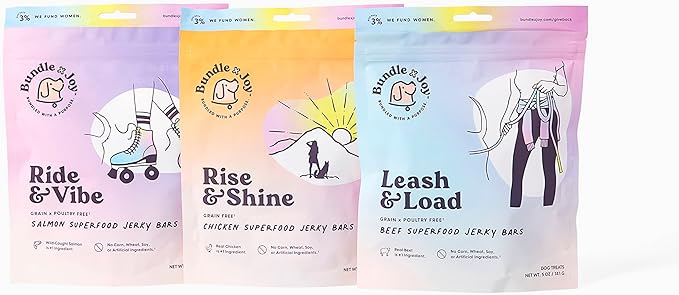 Dog Treats Jerky Snack Bars, Variety 3-5 oz Bags, Training Treats, Natural Superfood Grain Free, Real Salmon, Chicken, Beef, Superfoods, Corn & Soy Free