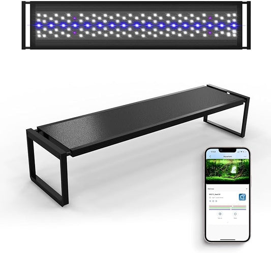 FZONE LED Aquarium Light with APP Control, Full Spectrum for 18-24‘’ Planted Aquariums, Timer Sunrise/Sunset,24W (Light 45)