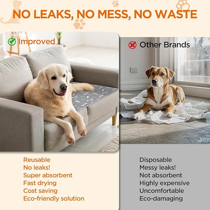 Washable Pee Pads for Dogs, Extra Large 2 Pack 36”x72” Dog Pee Pads Washable, Waterproof Puppy Pads Mat Reusable Fast Absorbent Dog Potty Training Pads, Whelping Pads for Playpen Crate
